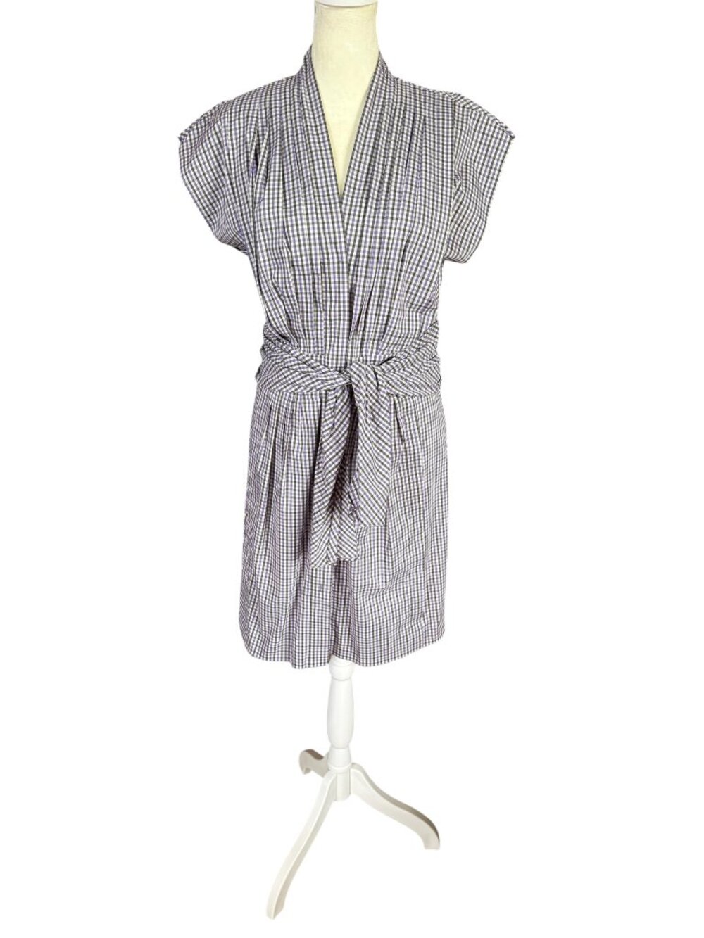BCBGMaxAzria women's multicolored plaid patterned short sleeve lined dress 0